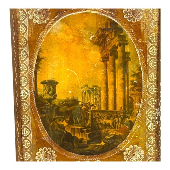 Vintage Florentia Italian Framed Picture Plaque "A Roman Ruins" By Pannini READ - Picture 2 of 8